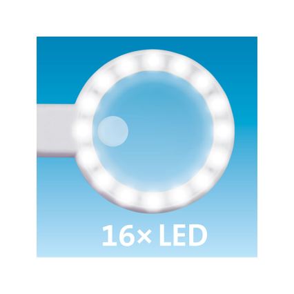Extol - Lupa recargable con luz LED regulable/650 mAh blanca/gris