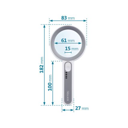 Extol - Lupa recargable con luz LED regulable/650 mAh blanca/gris