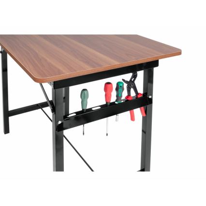Extol - Mesa de trabajo plegable 100x60 cm de color marrón/negro