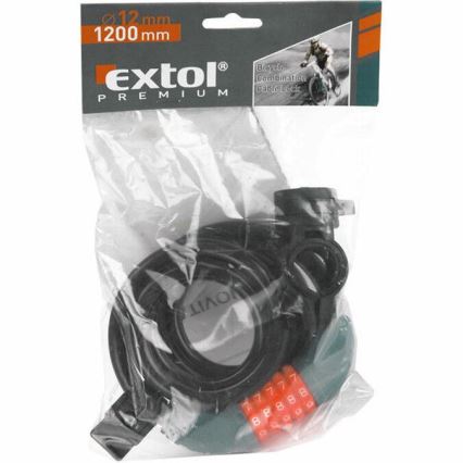 Extol Premium - Candado de cable para bicicleta 12x1200 mm con código de 5 dígitos