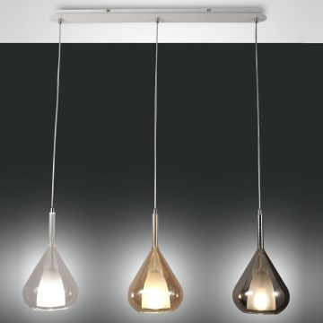 Fabas Luce 3481-48-297 - Lámpara de araña en ristra LILA 3xE27/40W/230V transparente/oro/gris