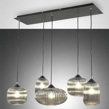 Fabas Luce 3627-48-126 - Lámpara de araña en ristra GILLIS 5xE27/40W/230V gris/negro