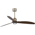 FARO 33398WT1N - Ventilador de techo LED regulable JUST FAN M LED/16W/230V diámetro 128 cm marrón/latón Wi-Fi Tuya + mando a distancia