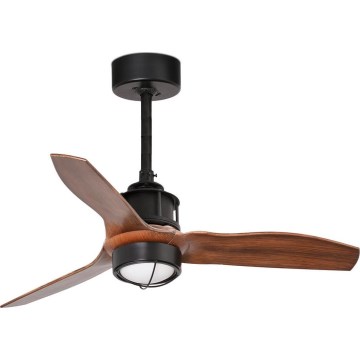 FARO 33425WT1N - Ventilador de techo regulable con LED JUST FAN S LED/16W/230V Ø 81 cm marrón/negro Wi‑Fi Tuya + mando a distancia