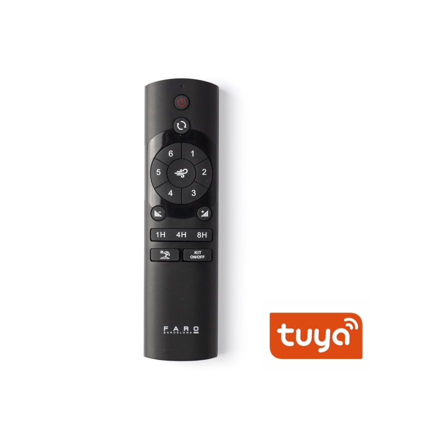 FARO 33425WT1N - Ventilador de techo regulable con LED JUST FAN S LED/16W/230V Ø 81 cm marrón/negro Wi‑Fi Tuya + mando a distancia