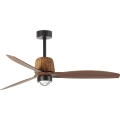 FARO 33435WT1N - Ventilador de techo LED regulable WEAVER M LED/16W/230V Ø 128 cm marrón/negro Wi-Fi Tuya + mando a distancia