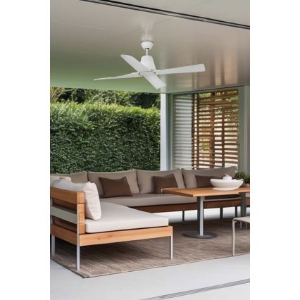 FARO 33480 - Ventilador de techo TYPHOON IP44 Ø 130 cm blanco + control remoto