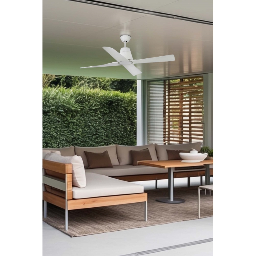 FARO 33480 - Ventilador de techo TYPHOON IP44 Ø 130 cm blanco + control remoto