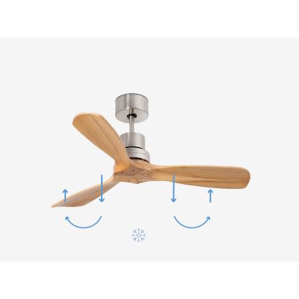 FARO 33509DC - Ventilador de techo MINI LANTAU cromo mate/madera diá. 107 cm + control remoto