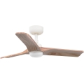 FARO 33805WT-1TW - Ventilador de techo LED regulable HEYWOOD S LED/10W/230V 2700/4000/6000K madera/blanco Ø 90 cm Wi-Fi Tuya + mando a distancia