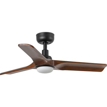 FARO 33806WT-1TW - Ventilador de techo LED regulable HEYWOOD S LED/10W/230V 2700/4000/6000K madera/negro Ø 90 cm Wi-Fi Tuya + mando a distancia