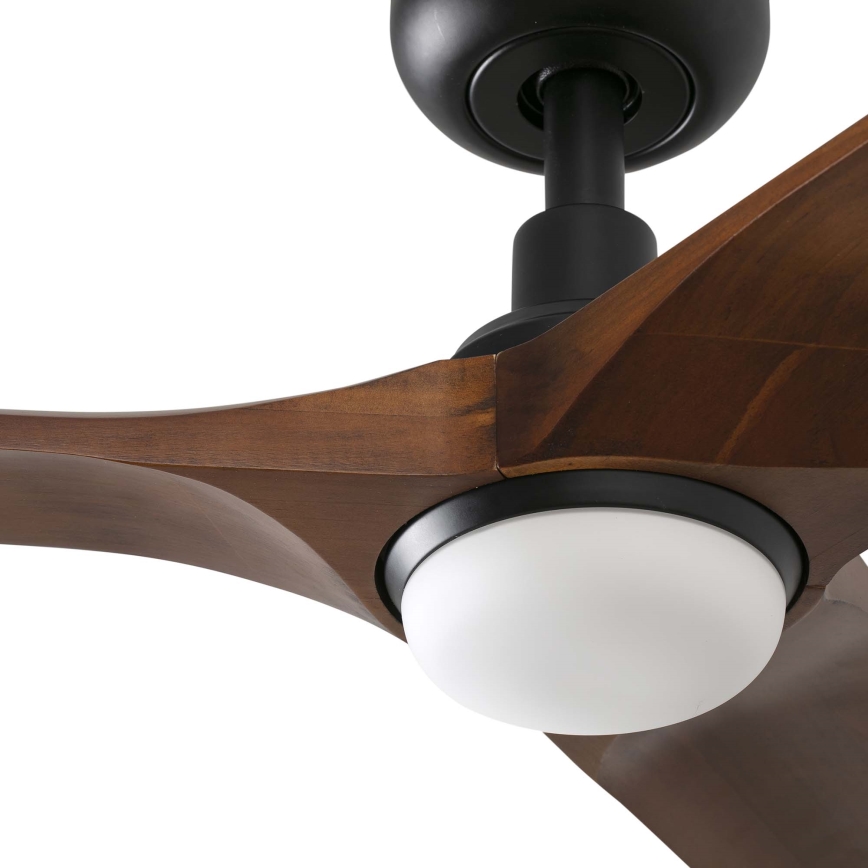 FARO 33806WT-1TW - Ventilador de techo LED regulable HEYWOOD S LED/10W/230V 2700/4000/6000K madera/negro Ø 90 cm Wi-Fi Tuya + mando a distancia