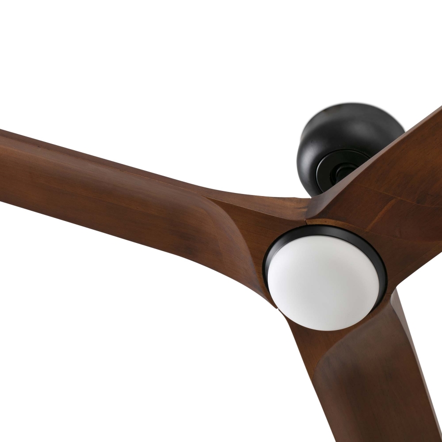 FARO 33806WT-1TW - Ventilador de techo LED regulable HEYWOOD S LED/10W/230V 2700/4000/6000K madera/negro Ø 90 cm Wi-Fi Tuya + mando a distancia