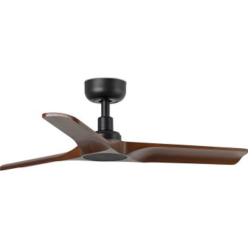 FARO 33806WT - Ventilador de techo HEYWOOD S madera/negro Ø 90 cm Wi-Fi Tuya + mando a distancia