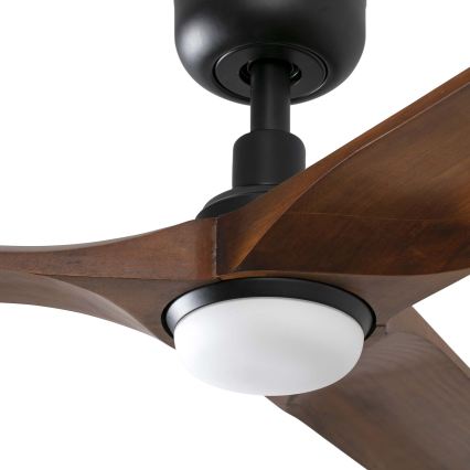 FARO 33809WT1S - Ventilador de techo LED regulable HEYWOOD L LED/10W/230V 2700/3000/4000K diámetro 132 cm madera/negro Wi-Fi Tuya + mando a distancia