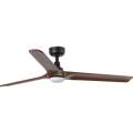 FARO 33809WT1S - Ventilador de techo LED regulable HEYWOOD L LED/10W/230V 2700/3000/4000K diámetro 132 cm madera/negro Wi-Fi Tuya + mando a distancia
