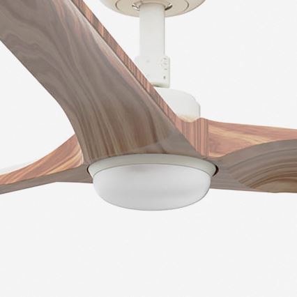 FARO 33810-1TW - Ventilador de techo LED regulable HEYWOOD L LED/10W/230V 2700/3000/4000K madera/blanco diámetro 132 cm + mando a distancia