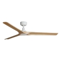 FARO 33810WT - Ventilador de techo HEYWOOD L madera/blanco Ø 132 cm Wi-Fi Tuya + mando a distancia