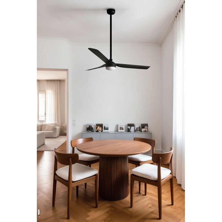 FARO 33815WT-21 - Ventilador de techo LED regulable PUNT M LED/18W/230V 2700/3000/4000K negro diámetro 132 cm Wi-Fi Tuya + mando a distancia