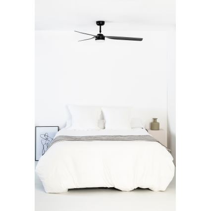 FARO 33815WT1S - Ventilador de techo LED regulable PUNT M LED/18W/230V 2700/3000/4000K diámetro 132 cm negro Wi-Fi Tuya + mando a distancia