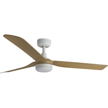 FARO 33816WT-20 - Ventilador de techo LED regulable PUNT M LED/18W/230V marrón/blanco diá. 132 cm Wi-Fi Tuya + control remoto