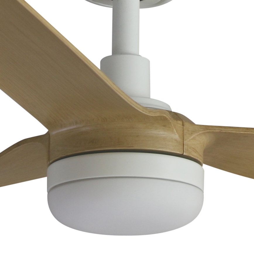 FARO 33816WT-20 - Ventilador de techo LED regulable PUNT M LED/18W/230V marrón/blanco diá. 132 cm Wi-Fi Tuya + control remoto