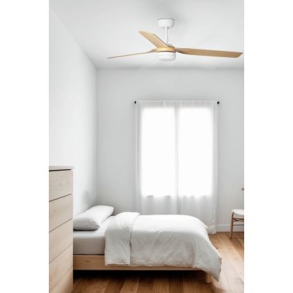FARO 33816WT1S - Ventilador de techo LED regulable PUNT M LED/18W/230V 2700/3000/4000K diámetro 132 cm beige/blanco Wi-Fi Tuya + mando a distancia
