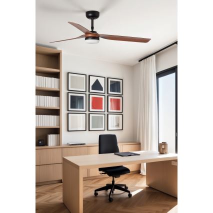 FARO 33817WT-21 - Ventilador de techo LED regulable PUNT M LED/18W/230V marrón/negro Ø 132 cm Wi-Fi Tuya + mando a distancia