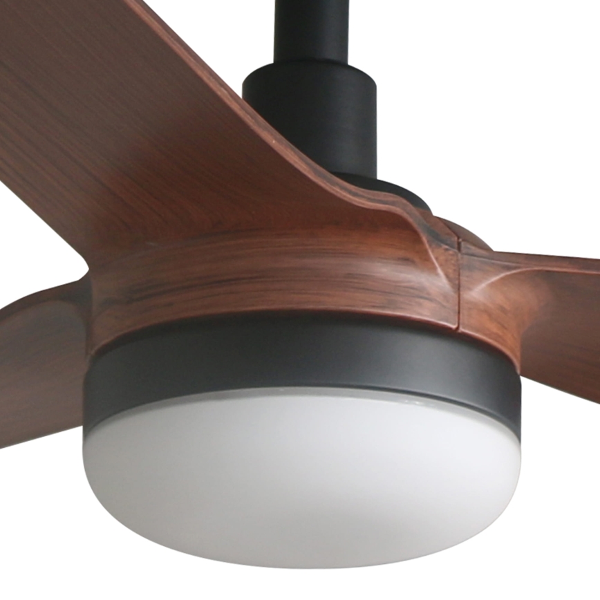 FARO 33817WT1S - Ventilador de techo LED regulable PUNT M LED/18W/230V 2700/3000/4000K diámetro 132 cm marrón/negro Wi-Fi Tuya + mando a distancia