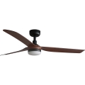FARO 33817WT1S - Ventilador de techo LED regulable PUNT M LED/18W/230V 2700/3000/4000K diámetro 132 cm marrón/negro Wi-Fi Tuya + mando a distancia