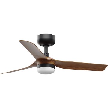 FARO 33823WT-1TW - Ventilador de techo LED regulable MINI PUNT S LED/10W/230V 2700/4000/6000K marrón/negro diá. 90 cm Wi-Fi Tuya + control remoto