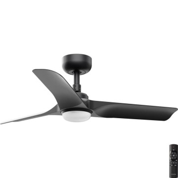 FARO 33825-1TW - Ventilador de techo LED regulable HEY S LED/10W/230V 2700/3000/4000K negro, diámetro 90 cm + mando a distancia