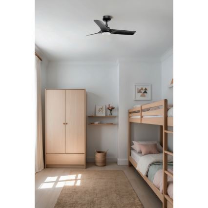 FARO 33825WT1S - Ventilador de techo LED regulable HEY S LED/10W/230V 2700/3000/4000K Ø 90 cm negro Wi-Fi Tuya + mando a distancia