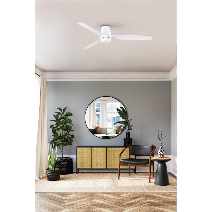 FARO 33828WT1S - Ventilador de techo LED regulable PUNT TUB M LED/18W/230V 2700/3000/4000K diámetro 132 cm blanco Wi-Fi Tuya + mando a distancia