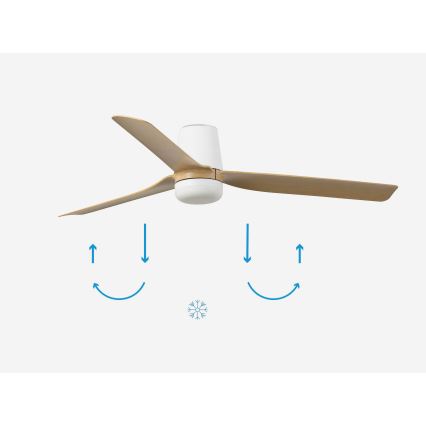 FARO 33829-1TW - Ventilador de techo LED regulable PUNT TUB M LED/18W/230V 2700/3000/4000K Ø 130 cm blanco/marrón+ mando a distancia