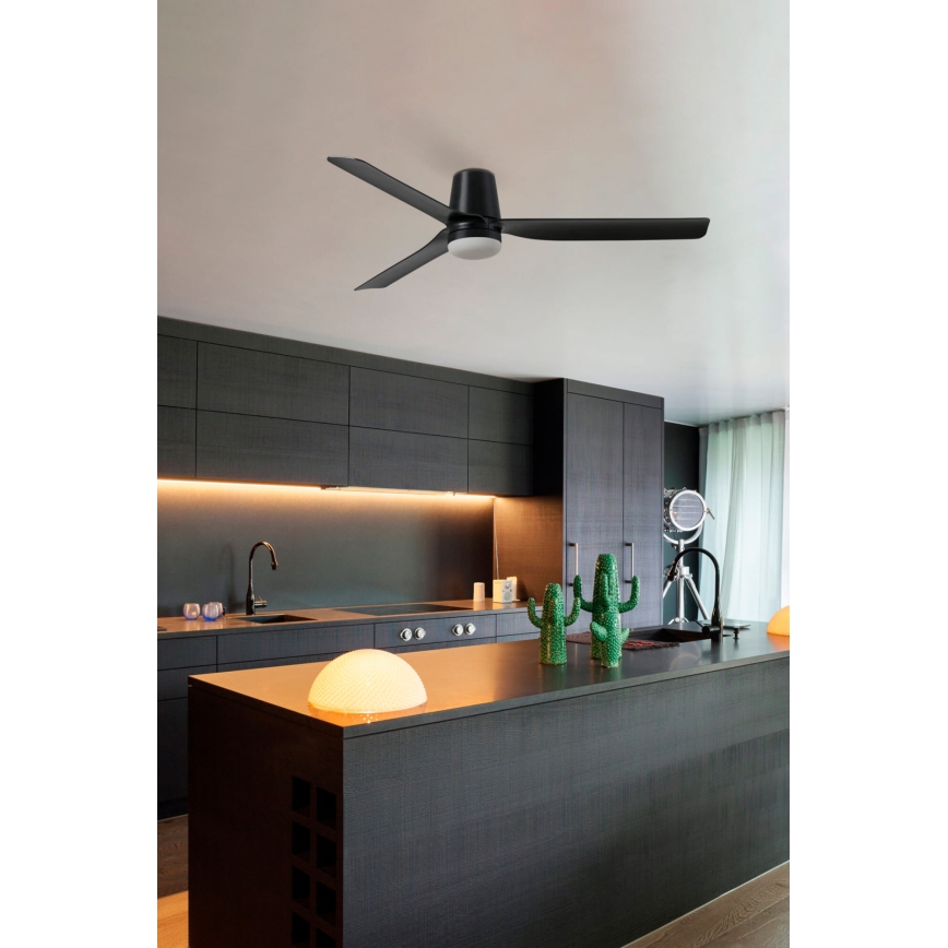 FARO 33829-1TW - Ventilador de techo LED regulable PUNT TUB M LED/18W/230V 2700/3000/4000K Ø 130 cm blanco/marrón+ mando a distancia