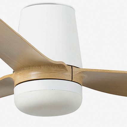 FARO 33829WT1S - Ventilador de techo LED regulable PUNT TUB M LED/18W/230V 2700/3000/4000K Ø 132 cm beige/blanco Wi-Fi Tuya + control remoto