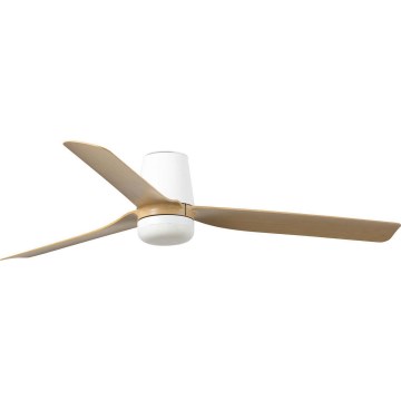 FARO 33829WT1S - Ventilador de techo LED regulable PUNT TUB M LED/18W/230V 2700/3000/4000K Ø 132 cm beige/blanco Wi-Fi Tuya + control remoto