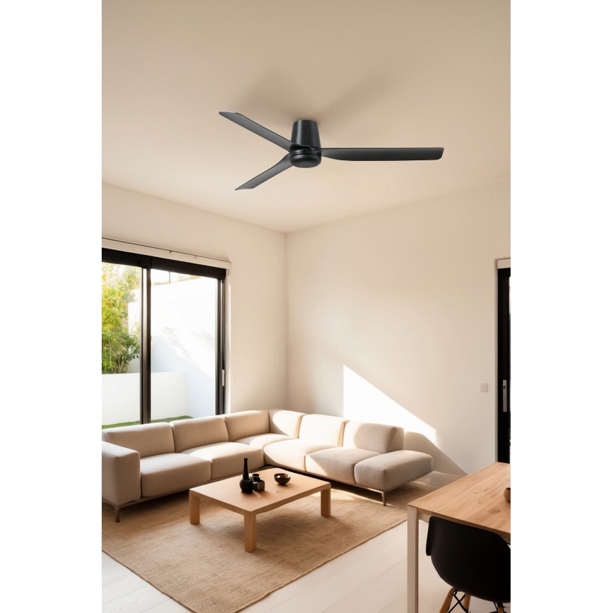 FARO 33830WT - Ventilador de techo PUNT TUB M negro diá. 132 cm Wi-Fi Tuya + control remoto