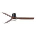 FARO 33831WT1S - Ventilador de techo LED regulable PUNT TUB M LED/18W/230V 2700/3000/4000K diámetro 132 cm marrón/negro Wi-Fi Tuya + mando a distancia