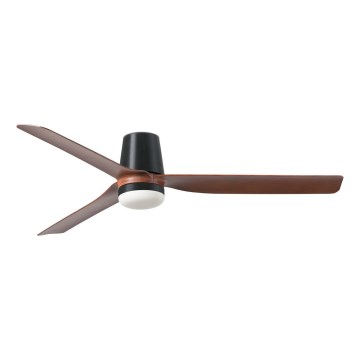 FARO 33831WT1S - Ventilador de techo LED regulable PUNT TUB M LED/18W/230V 2700/3000/4000K diámetro 132 cm marrón/negro Wi-Fi Tuya + mando a distancia