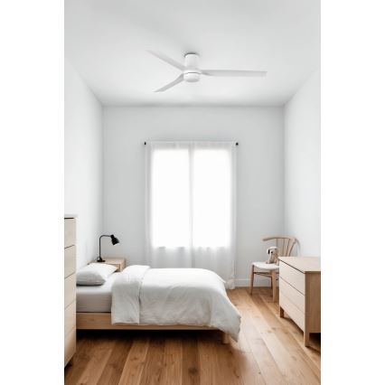 FARO 33832WT-1TW - Ventilador de techo LED regulable MINI PUNT TUB S LED/10W/230V 2700/4000/6000K blanco diá. 90 cm Wi-Fi Tuya + control remoto