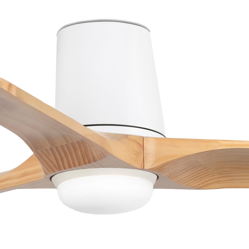 FARO 33836-1TW - Ventilador de techo LED regulable HEYWOOD TUB con LED/10W/230V 2700/3000/4000K pino/blanco diámetro 90 cm + control remoto