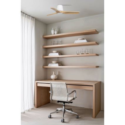 FARO 33836 - Ventilador de techo HEYWOOD TUB S pino/blanco Ø 90 cm + mando a distancia