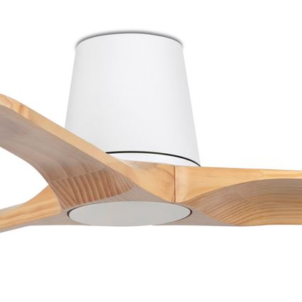 FARO 33836 - Ventilador de techo HEYWOOD TUB S pino/blanco Ø 90 cm + mando a distancia