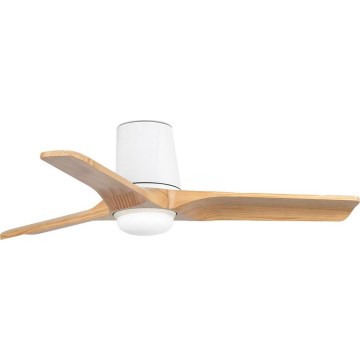 FARO 33836WT-1TW - Ventilador de techo LED regulable HEYWOOD TUB con LED/10W/230V 2700/4000/6000K pino/blanco Ø 90 cm Wi-Fi Tuya + mando a distancia