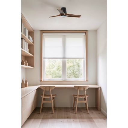 FARO 33837-1TW - Ventilador de techo LED regulable HEYWOOD TUB con LED/10W/230V 2700/3000/4000K pino/negro Ø 90 cm + mando a distancia