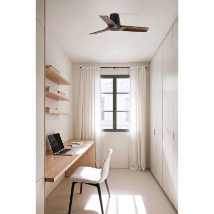 FARO 33837 - Ventilador de techo HEYWOOD TUB pino/negro Ø 90 cm + mando a distancia