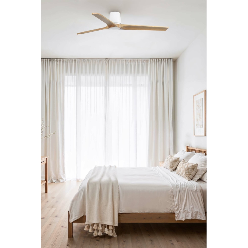FARO 33838 - Ventilador de techo HEYWOOD TUB L pino/blanco Ø 132 cm + mando a distancia