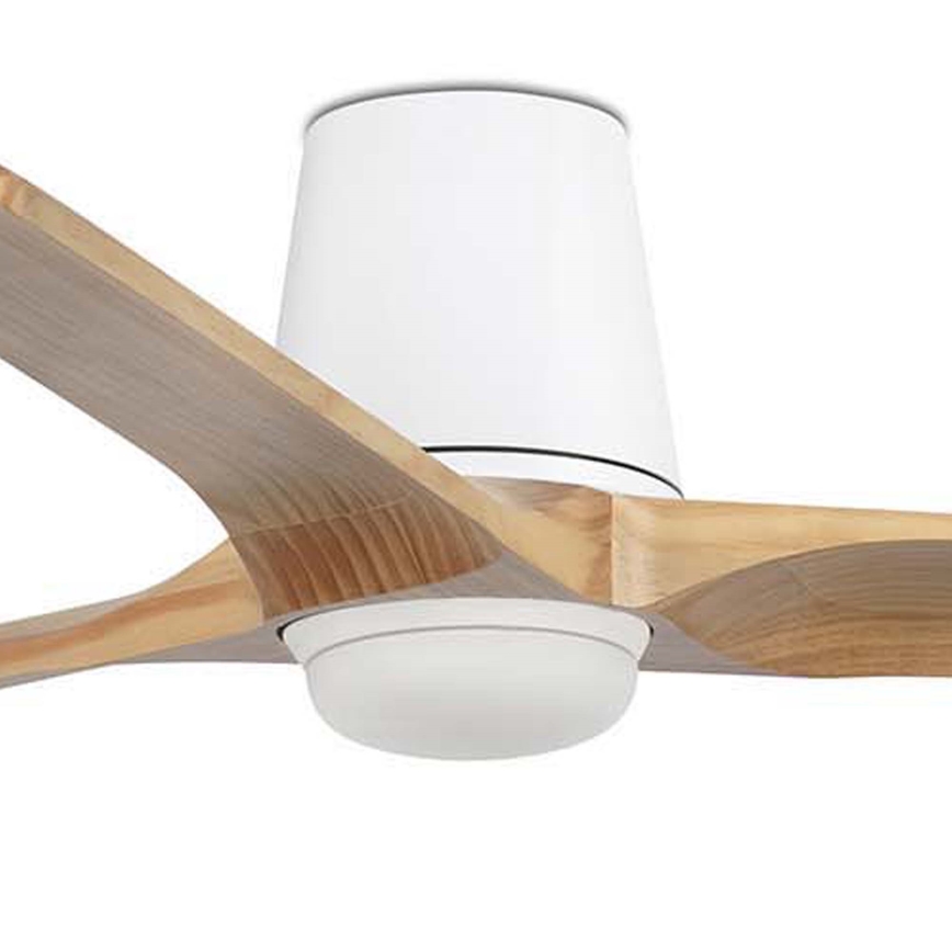 FARO 33838WT-1TW - Ventilador de techo LED regulable HEYWOOD TUB L LED/10W/230V 2700/3000/4000K pino/blanco diámetro 132 cm Wi-Fi Tuya + mando a distancia